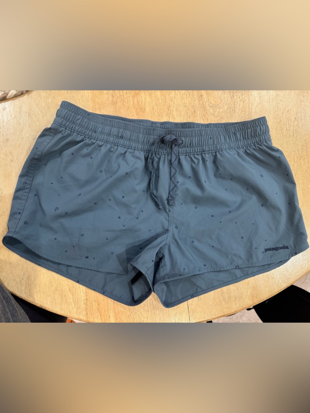 Patagonia Slate Blue Women's Running Shorts with Stars Size M